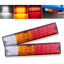 2PCS Waterproof Trailer Tail Light Bar, 20 LED, 12V DC, Amber Turn/White Reverse/Red Brake/Running Lamp – Compatible with Truck, Trailer, RV, UTV,