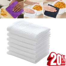 6 Pack Kitchen Towels and Dishcloths Sets, Cotton Soft Highly Absorbent Dish Towels for Kitchen,Washing Dishes,13.38 x 13.38 Inches, White