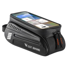 Borsa da bici WEST BIKING da 1,5 litri, borsa da telaio superiore impermeabile con foro per auricolari.