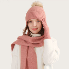 Winterwollstrickset rosa 3-teilig