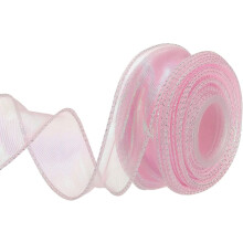 Nastro in organza trasparente scintillante da 3,8 cm, chiffon iridescente pastello, 9 metri – per regali, fiori, fiocchi per capelli, decorazioni