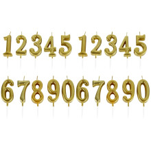20Pcs Number Candle Decors in Gold Paraffin ABS Safe Birthday Use