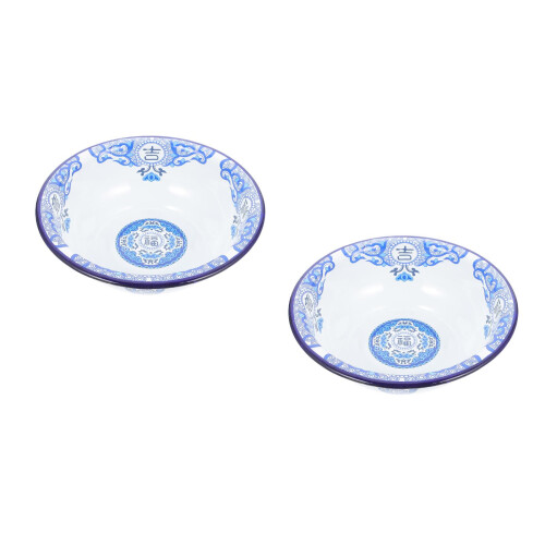 2Pcs Retro Enameled Bowls Multi-Purpose Storage and Mixing Basins