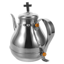 2Pcs Home Silver Stainless Steel Tea Kettles with Elegant Cross Motif
