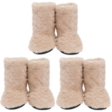 3Pairs Winter Floor Boots Khaki High Tube Non-Slip Indoor Warm Shoes