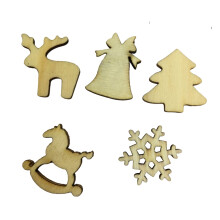 100Pcs Beige Wood Christmas Ornaments Mixed Shapes DIY Craft Tags