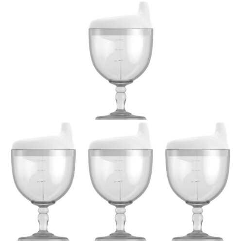 4Pcs White Toddler Water Cups Spill Proof Plastic Drinking Cups