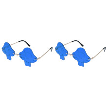2Pcs Blue Mushroom Rimless Sunglasses Fun Party Glasses for Women Men