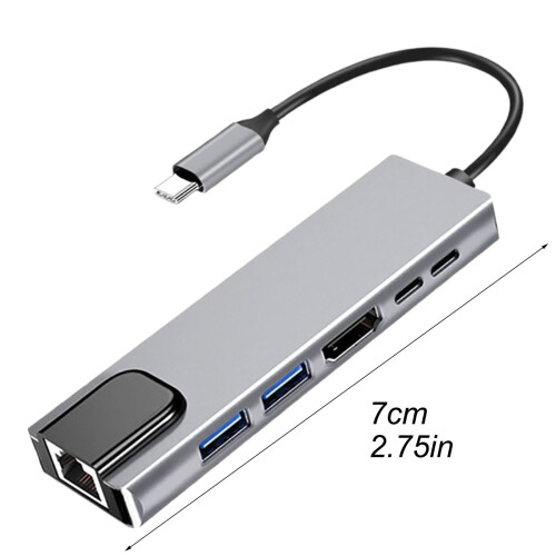 Προσαρμογέας USB C Hub 6 σε 1 για φορητό υπολογιστή με πολλαπλές θύρες που επεκτείνουν 1