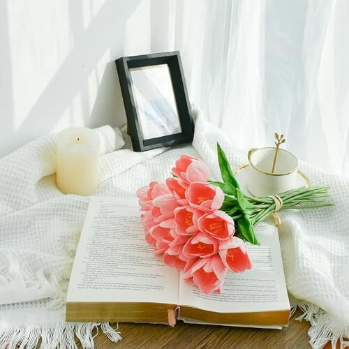 Artificial Tulips Light Pink 12 Stems 13.5 Inch 2
