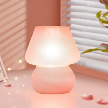 Abajur de mesa em formato de cogumelo, rosa claro, com luz noturna de vidro regulável, ideal para quarto, berçário, penteadeira e decoração de