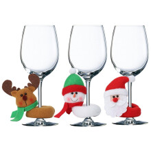 Conjunto de 3 peças de decoração natalina para garrafas de vinho: boneco de neve, Papai Noel e rena – Suportes festivos para garrafas para casa,