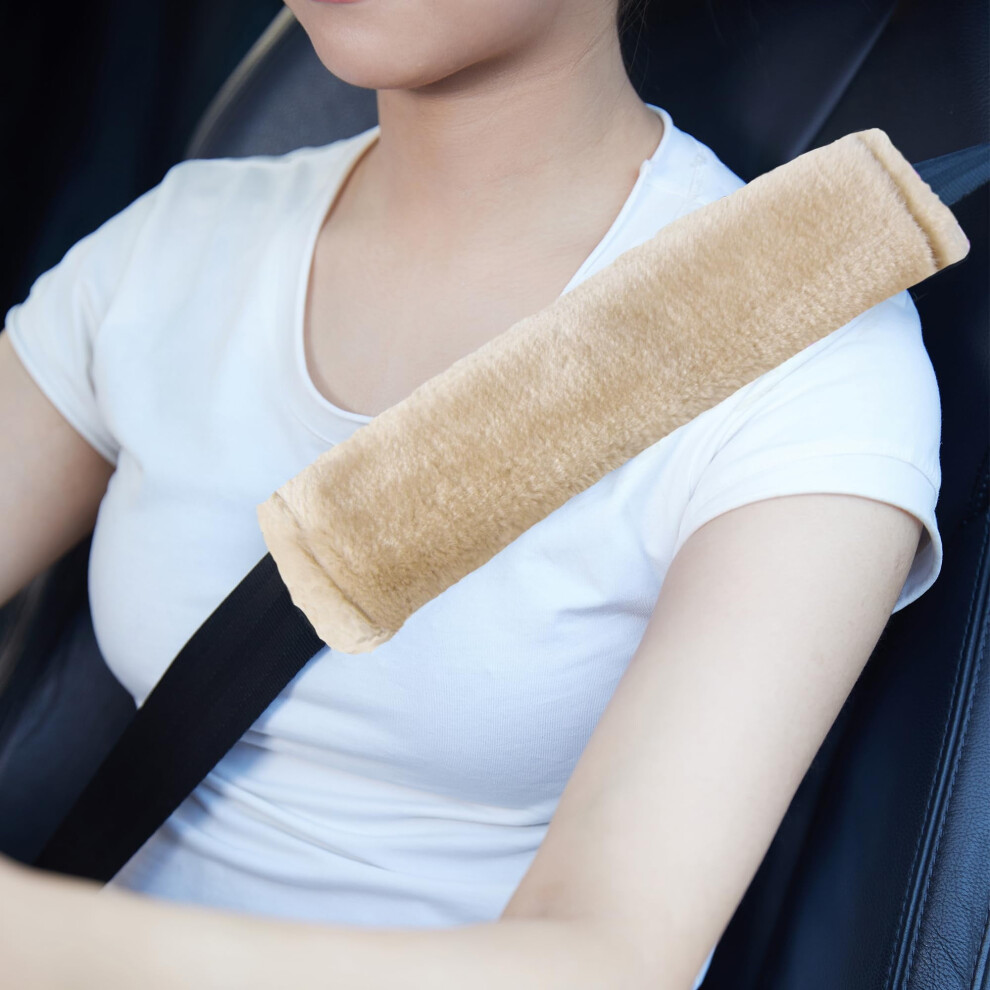 2-Pack Car Seatbelt Covers W/ Shoulder Pad, Universal For Handbag/Camera/Backpack Straps, Soft Faux Sheepskin Cushion (Red) Red 9551475148243