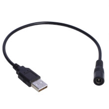 USB naar DC5V voedingskabel, USB mannelijk naar 5,5x2,1 mm vrouwelijk DC5V voedingsstekker.