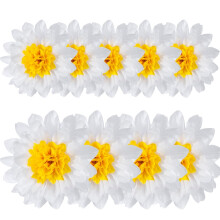 Conjunto de 10 Pompons de Papel em Formato de Margarida e Girassol (30/20 cm) – Decoração de Parede Branca/Amarela para Aniversário, Casamento e