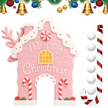 Pinkes Rentier-Golf-Set, weihnachtliches Minigolf-Set aus Holz mit Zuckerstangen-Schlägerbällen, ideales Geschenk für Zuhause oder das Büro –