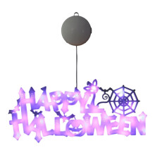Semn neon Happy Halloween, semn LED, decorare, material PP aprins pentru uși de camere de petrecere interioare
