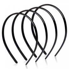 Lot de 4 bandeaux en plastique noir, fins et élastiques à cheveux, souples et antidérapants, pour hommes, femmes et enfants (8 mm de large).
