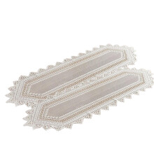 2 weiße Tischläufer aus gehäkelter Baumwolle, Tischdeckchen mit floraler Spitze für eine handwerkliche Note bei der Tischdekoration