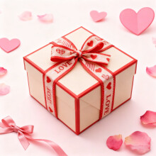 Valentinstagsband Romantisches rotes Vichy-Karo-Herzmusterband Satin-Bastelband Geschenkverpackungsband (Muster A-460 x 6,3 cm)