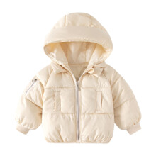 Wintermantel für Jungen, Steppjacke mit Tasche, Reißverschluss, Kapuze, einfarbig, langärmelig, winddicht, Größe 5-6 Jahre