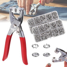 Metal trykknapper sæt med tang, 100 stk. knapper + 100 stk. usynlige spænder – kompatibel med sy- og hobbyprojekter