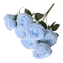 Bouquet di rose artificiali a 7 teste per decorazione di soggiorno e tavolo – Composizione floreale in plastica
