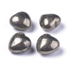 Natural Pyrite Heart Love Stone Pocket Palm Stone for Reiki Balancing 20x20x13~13.5mm Pyrite