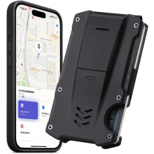 by Airtag Wallet for Men Built-in for Find My Credit Slim Front Pocket Real Carbon Fiber RFID Blocking Minimalist Wallet Mens Black