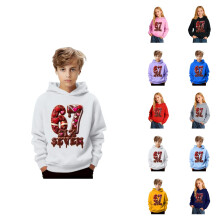 Boys Graphic Print Hooded Sweatshirt Casual Pullover With Long Sleeves Soft For Kids Outdoor Play And Daily Wear
