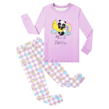 Little & Big Girls Knit Pajama Cartoon 2PCS Long Sleeve Shirts Pants Summer Pjs Sleepwear