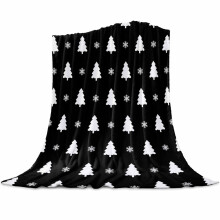 Christmas Tree Flannel Blanket for Bed,Travel and Camping, Black Christmas Snowflake Winter Xmas Super Soft Cozy Blanket for All Seasons 30"x40"