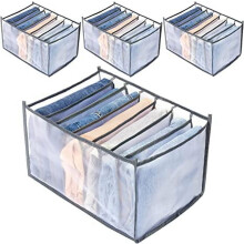 Drawer Organizers for Clothing, Jeans Organizer for Closet, Closet Organizer Closet Storage Bins, (4 Packs,Gray,14''*9.8''*7.8'')