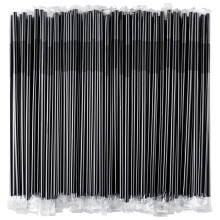 Canudos pretos flexíveis embalados individualmente, 100 unidades, 26 cm x 0,6 cm, canudos descartáveis flexíveis para café, coquetéis e sucos.