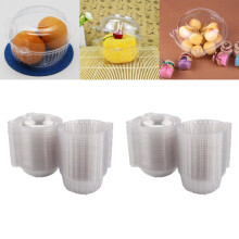 Individual Cupcake Containers, Plastic Boxes with Lids, Stackable Deep Dome Carrier for Parties/Baking/Picnics, 50 Pack, 4.41x3.14"