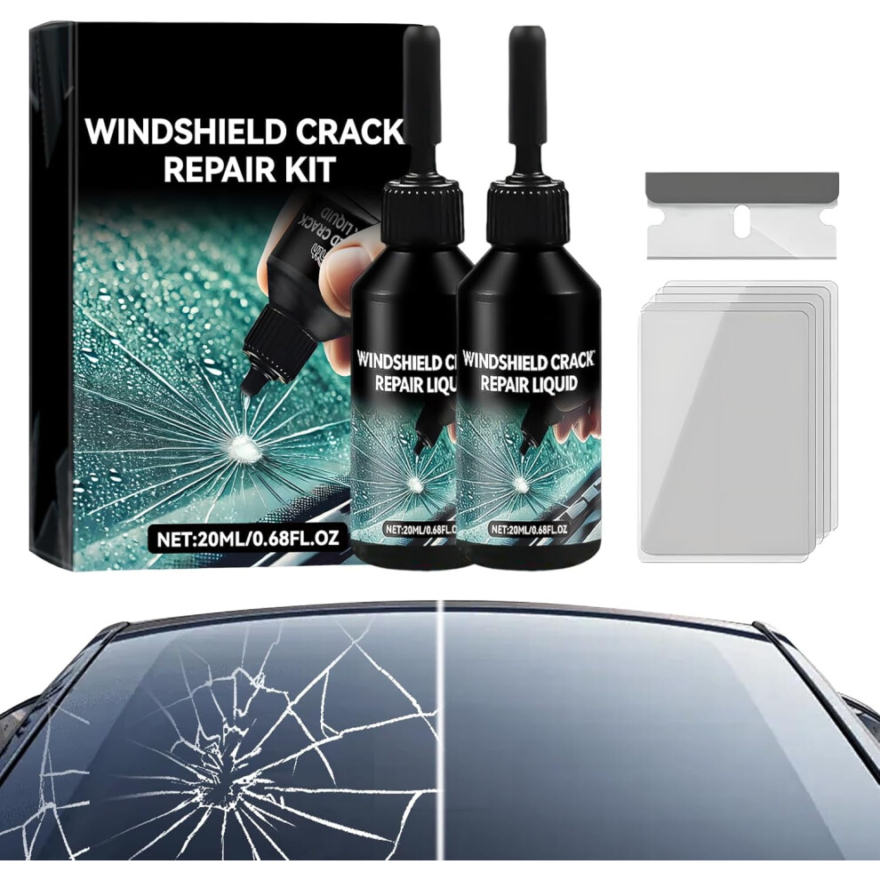 Upgraded Windshield Crack Repair Kit With 2 Bottles, 5-Min Quick Repair Liquid For Windshields, Windows & Mirrors Â Compatible With All Crack Types 9193271065746