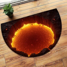Tapis à illusion d'optique 3D Pekkaxy – Tapis demi-cercle à effet de trappe, antidérapant, pour chambre, salon, véranda, terrasse et entrée