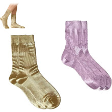 Laminerte sokker metalliske, metalliske silkesokker, nyhet glitter metalliske ribbede silkesokker, unisex ribbet laminert sokk
