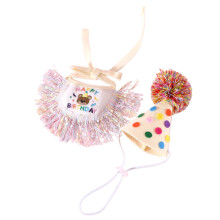 Pet Birthday Hat with Sequins Tassels Bib Dresses up Hat Outdoor Travel Photography Pet Bib Fashion Pet Birthday Hat