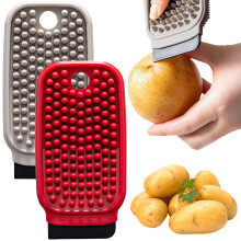Brosse à légumes en silicone (lot de 2) avec côtés dur et souple – Brosse double usage pour fruits et légumes, indispensable en cuisine,