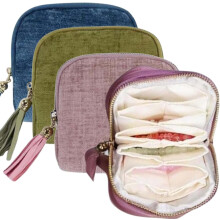 3Pcs Zippered Jewelry Travel Bag – Portable Organizer Pouch for Earrings, Necklaces, Rings, Bracelets & Brooches