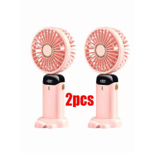 5000mAh Handheld Mini Fan Foldable Portable Neck Hanging Fans 5 Speed USB Rechargeable Fan With Phone Stand And Display Screen Mobile Folding