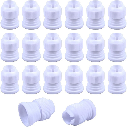 20 Pieces Plastic Standard Couplers Cake Decorating Coupler Pipe Tip Coupler for Icing Nozzles, White