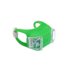 LED Flash Light for Bike with Twin Eye Design and Flexible Silicone Strap Night Riding Signal Safety Lamp in Green