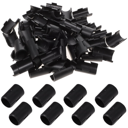 Raindrops Rectangular Black Abs Shelf Lock Clip 32 Pairs 1.4x0.9x0.8in