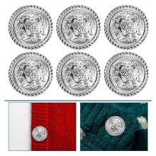 Minkissy 14Pcs Vintage Coat Buttons Replacement Silver Alloy Round Sewing Accessories For Clothing Items