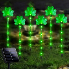 St Patricks Day Shamrock Solar Powered Light Set Outdoor Garden Decor Irish Holiday Patio way Lighting for Night