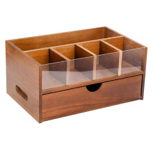 Coffee Bar Organizer Rustic Tea Condiment Storage Holder for Home Cafe Hotel