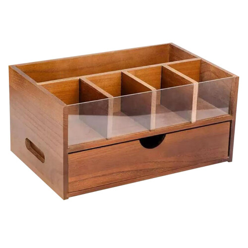 Coffee Bar Organizer Rustic Tea Condiment Storage Holder for Home Cafe Hotel