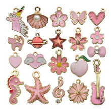 20 florale Emaille-Anhänger, Zinklegierung, 10–30 mm